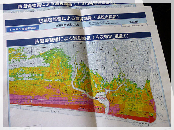 「浜松市による防潮堤計画の減災効果。