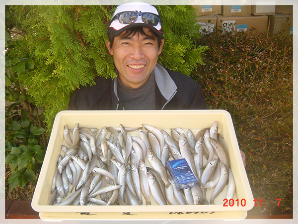 浜松市の山田様が、中田島海岸で釣り上げたキス102匹