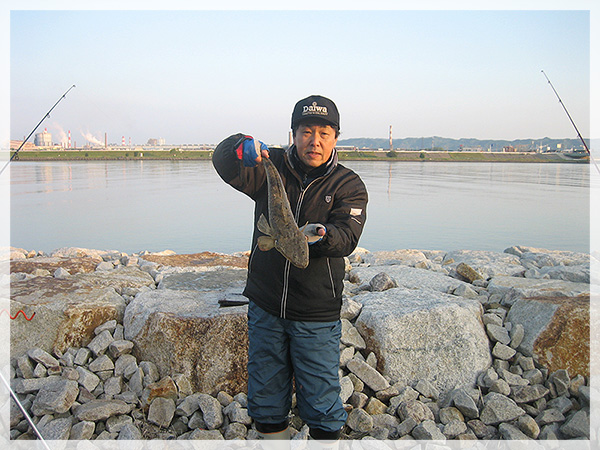 貝塚サーフ・磯ノ浦101尾会、野村道雄様が釣り上げたマゴチ50cm